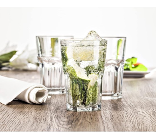 Basics Chez Bistro Everyday 12 Pack Set Glassware Kitchen and Barware Great for: Beer, Cocktails, Water, Juice, Iced Tea, Soft Drinks., Beverage Glass, 14 Ounce