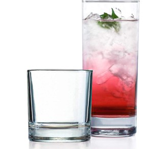 Everyday Drinking Glasses Set of 8 Drinkware Hurricane Glasses, Kitchen Glasses for Cocktail, Iced Coffee, Beer, Ice Tea, Wine, Whiskey, Water, 4 Tall Glass Cups & 4 Short Dof Drinking Glass