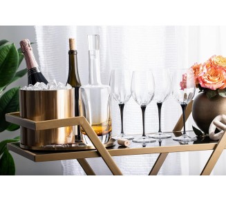 Goblet - White Wine Glass -Crystal Glass - Water Glass - Bold Black Stem - Stemmed Glasses - Set of 6 Goblets - 14 oz Made in Europe