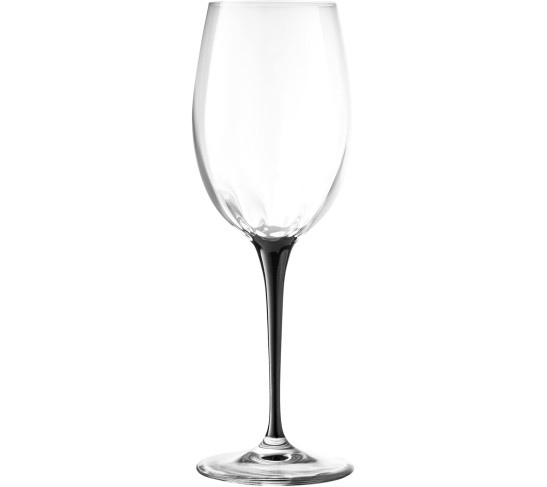 Goblet - White Wine Glass -Crystal Glass - Water Glass - Bold Black Stem - Stemmed Glasses - Set of 6 Goblets - 14 oz Made in Europe
