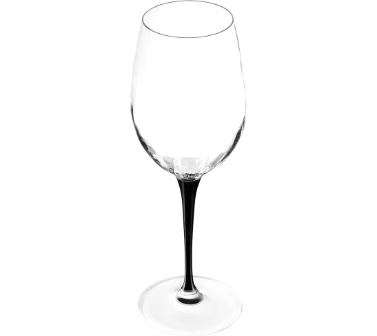 Goblet - White Wine Glass -Crystal Glass - Water Glass - Bold Black Stem - Stemmed Glasses - Set of 6 Goblets - 14 oz Made in Europe