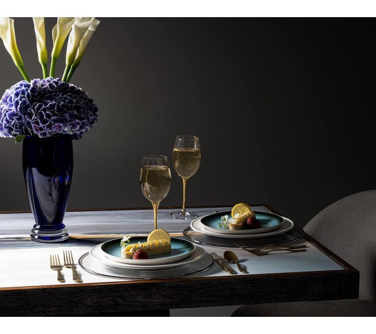 Goblet - White Wine Glass -Crystal Glass - Water Glass - Shiny Gold Stem - Stemmed Glasses - Set of 6 Goblets - 14 oz Made in Europe