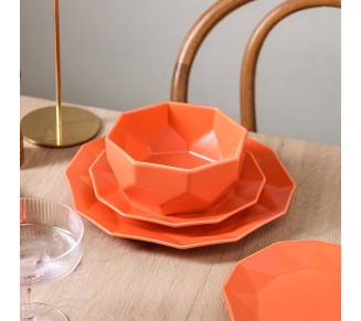 Jamie Porcelain Dinnerware Set, 16-Piece Service For 4, Orange