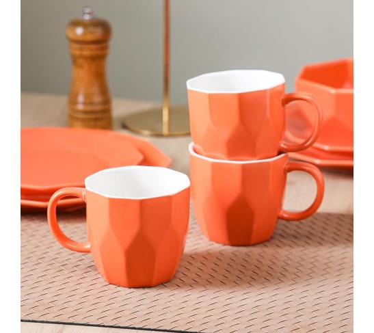 Jamie Porcelain Dinnerware Set, 16-Piece Service For 4, Orange