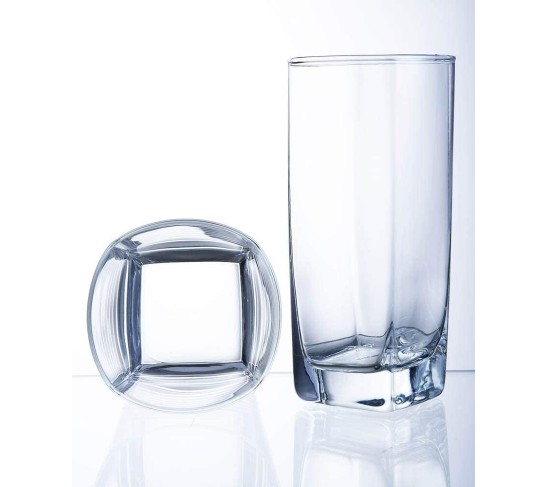 Collins Everyday Drinking Glasses Set of 16 Drinkware Kitchen Glasses for Cocktail, Iced Coffee, Beer, Ice Tea, Wine, Whiskey, Water, 8 Tall Highball Glass Cups & 8 Short Old Fashioned