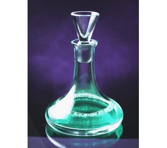 Crystal - Glass -Mouthwash Decanter with .5 oz Cup Stopper - (can use the stopper as a Tumbler) 6.6" Height - 7 Oz. Decanter - Classic Clear - No Design - Made in Europe - by 