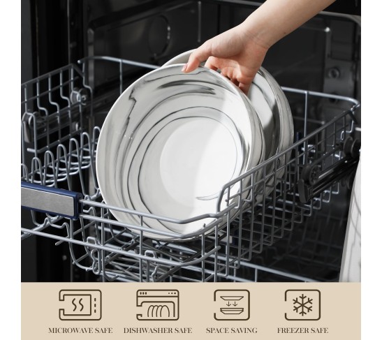 Salad Bowls, 114 OZ(10") Extra Large Serving Bowls Set of 2, Porcelain Marble Grey Bowls Set for Soup, Salad, Ramen and Fruit, Dishwasher& Microwave Safe, Series REGULAR