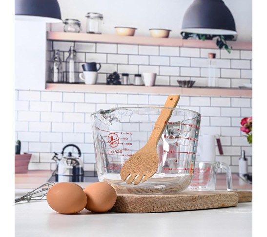 8 Cup Large Glass Measuring Cup - Kitchen Mixing Bowl, Liquid Measure Cups, Glass Bakeware Set, Punch Bowl, Batter Bowl.