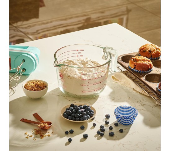 8 Cup Large Glass Measuring Cup - Kitchen Mixing Bowl, Liquid Measure Cups, Glass Bakeware Set, Punch Bowl, Batter Bowl.