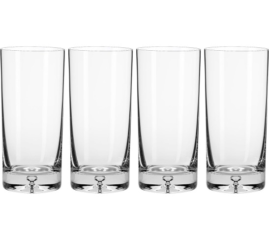 Glass - Pitcher - with - Set of 4 - Highballs - Bubble in the Base -Stunning Clear -Jug with 4 hiballl drinking glasses - for Juice - Water - Lemonade - Cocktails - Made in Europe - by 