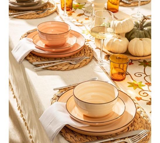 Sweese18-Piece Porcelain Round Dinnerware Set Service for 6, Neutral Colors