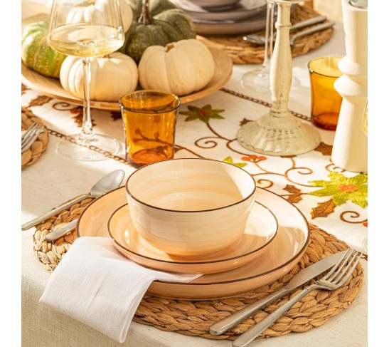 Sweese18-Piece Porcelain Round Dinnerware Set Service for 6, Neutral Colors