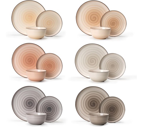 Sweese18-Piece Porcelain Round Dinnerware Set Service for 6, Neutral Colors