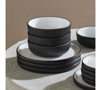 Christian Siriano Laro 12-Piece Dinnerware Set Stoneware, Black