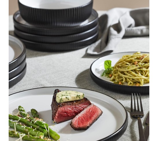 Christian Siriano Laro 12-Piece Dinnerware Set Stoneware, Black