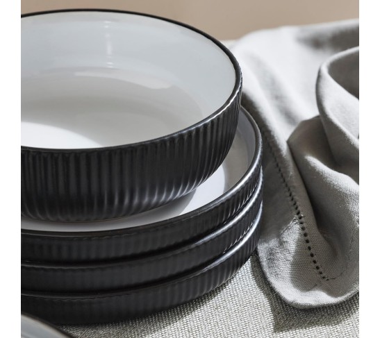 Christian Siriano Laro 12-Piece Dinnerware Set Stoneware, Black