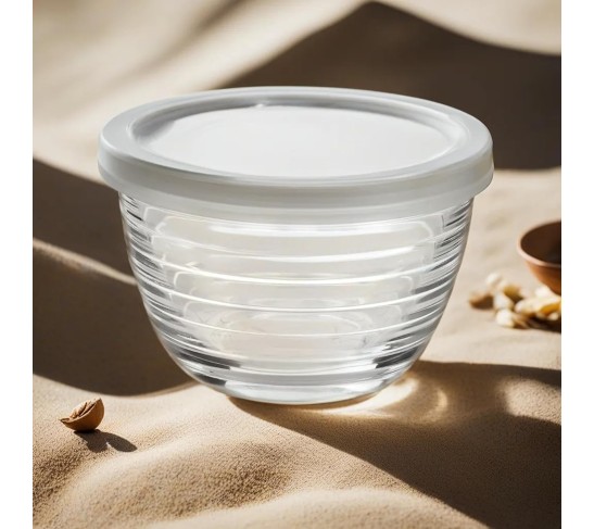 16pc Set of Small Glass Bowls with Airtight Lids - 8oz Stackable Custard Cups - 8 Clear Mise en Place Food Prep Bouillon Cups & Mixing Bowls + 8 Lids for Sauces Dips, Nuts Oats, Candy Dessert, Cereal.