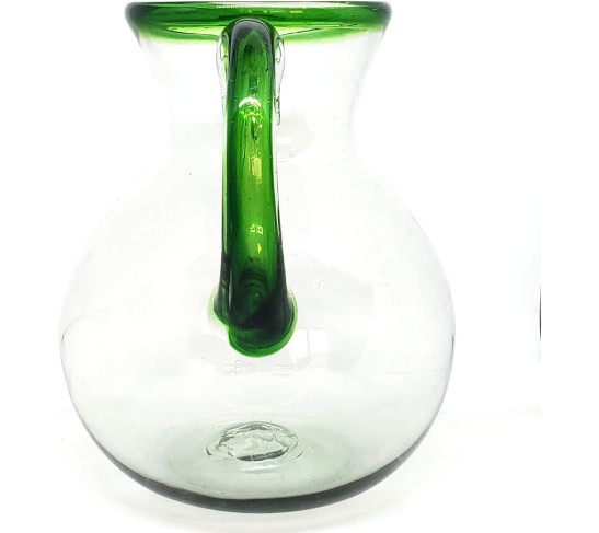 Emerald Green Rim 120 oz Pitcher and 6 Drinking Glasses set, Recycled Glass, Lead-free, Toxin-Free (Pitcher & Glasses)