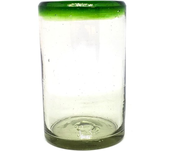 Emerald Green Rim 120 oz Pitcher and 6 Drinking Glasses set, Recycled Glass, Lead-free, Toxin-Free (Pitcher & Glasses)